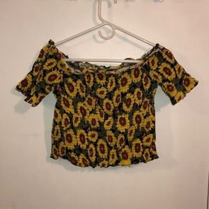 off the shoulder sunflower crop top